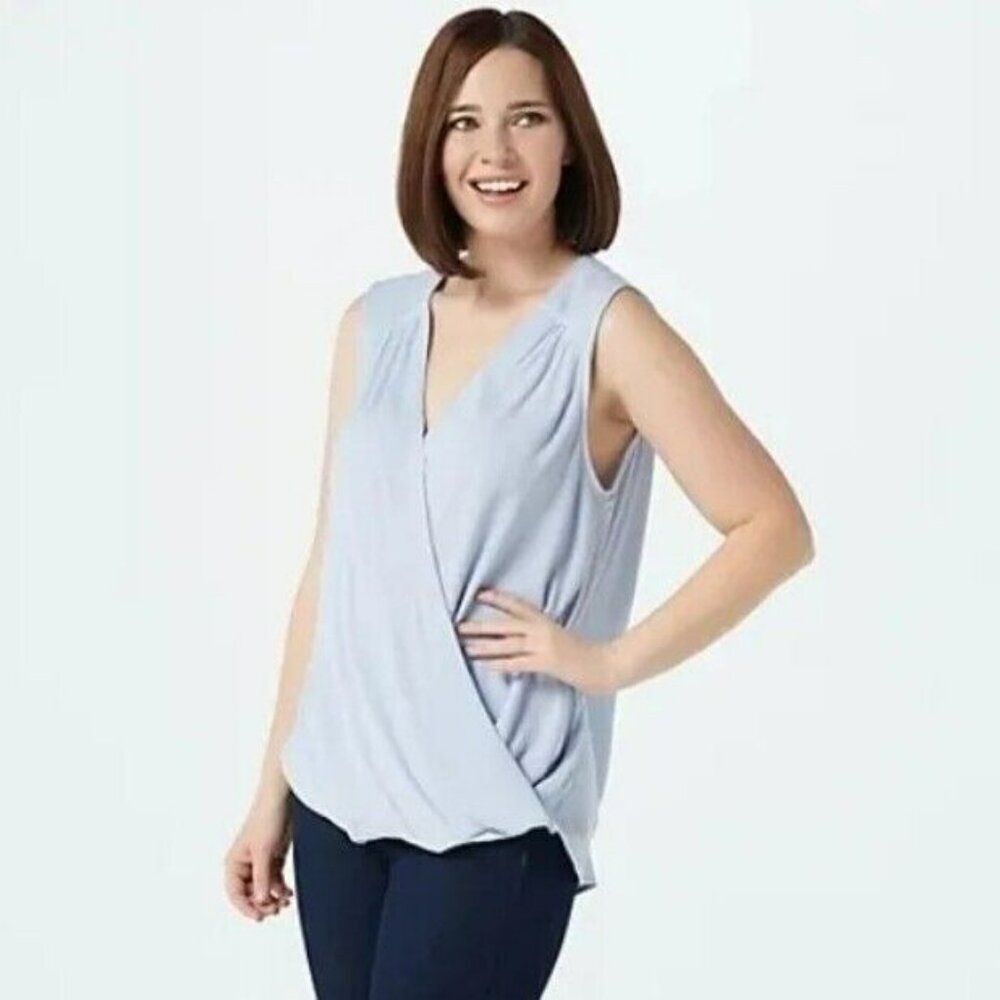 Gibson Look High Low Surplice Tank Sky Blue 1x - Picture 1 of 4